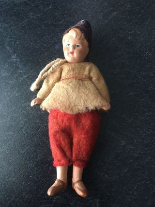 Vintage 4 " Bisque Germany Miniature Doll - Jointed,  Hertwig