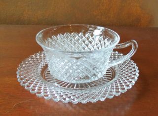 Anchor Hocking Miss America Clear Cup & Saucer Set (s)