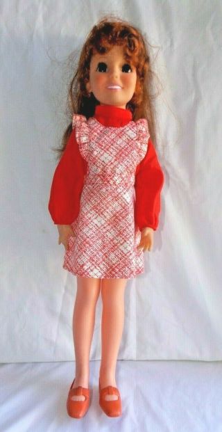 18 " Ideal Crissy Doll Orange Dress Red Hair Ponytail Button 2 Shoes 1968