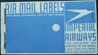 Imperial Airways 1932 Airmail Label Booklet - See