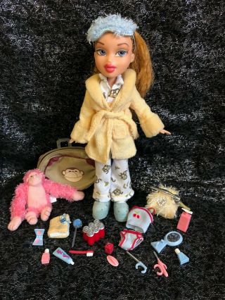 Bratz 10” Doll Meygan Slumber Party,  Pink Monkey Bag & Accessories