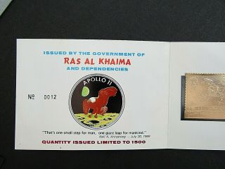 UAE - RAS AL KHAIMA - 1969 MOON GOLD COINS SCARCE PRESENTATION PACK - FINE 2
