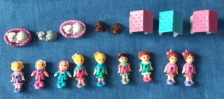 Vintage Galoob My Pretty Dollhouse Girl & Baby 1 " Dolls Dogs Cats Doghouse 1994