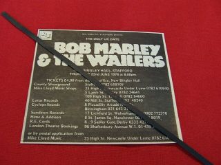 Bob Marley And The Wailers 1978 Vintage Gig Concert Advert Stafford Bingley Hal