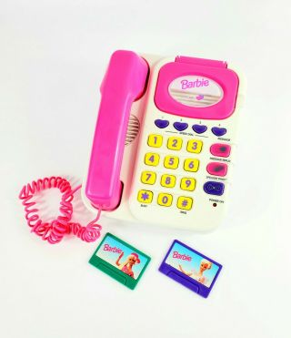 1995 Vintage Mattel Barbie Talking Phone Answering Machine W/ 2 Tapes