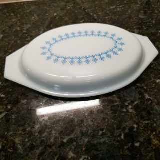 Pyrex Snowflake Blue Garland Casserole Oval_945 - C Lid Only