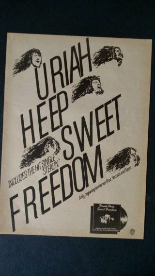 Uriah Heep.  Sweet Freedom 1973 Poster Promo Ad