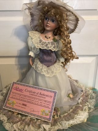Vintage “evelyn” Cathay Victorian Hand Crafted Porcelain 15” Doll