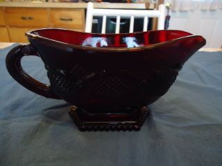 Vintage Avon Ruby Red 1876 Cape Cod Footed Sauce/gravy Boat