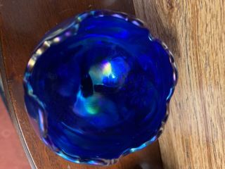 Imperial Glass Cobalt Blue Everglade Aurora Jewels 3 " Nappy Candleholder