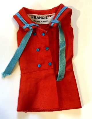 1969 Vintage Francie Land Ho 1220 Red Dress w Turquoise Trim,  Hat,  Shoes 3