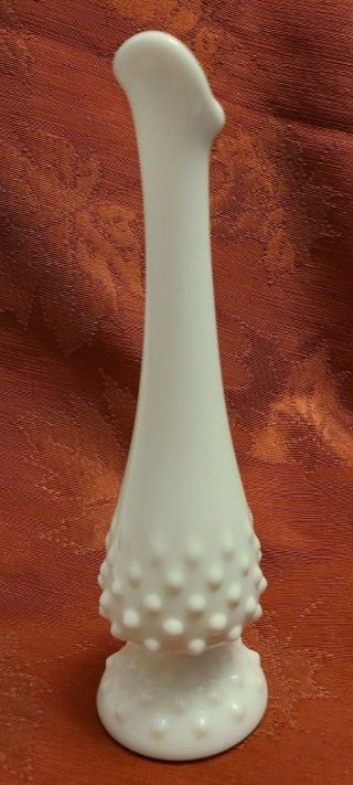 Vintage Fenton Milk Glass Hobnail Bud Vase 8 3/4 " Tall