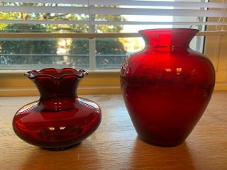 Anchor - Hocking Royal Ruby Red Vases Two 2