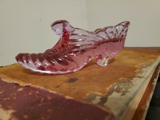 Vintage Fenton Cranberry Shoe - 6 1/4 " Long