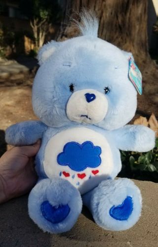 2002 Care Bears Plush Grumpy Bear Blue Raincloud Sad 12 " W/tag