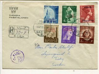 Palestine 6 Values On Reg Cover To Sweden 1959