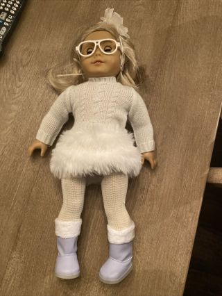 American Girl Doll Look A Like Blonde Hair Blue Eyes W/ Outfit
