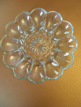 Anchor Hocking Fairfield Deviled Egg Tray Plate Clear Glass