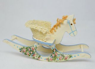 Vintage Rocking Horse Wicker Nursery Toy Ooak Artisan Dollhouse Miniature 1:12