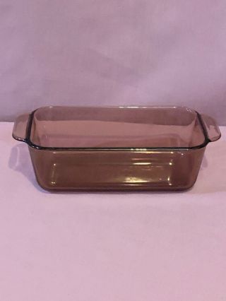 Corning Pyrex Cranberry Loaf Pan 213 - R Baking Dish 1.  5 Qt Bread Clear Glass Aa