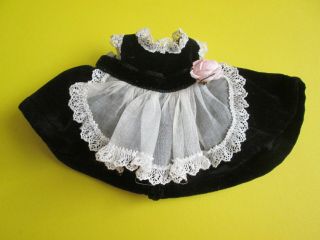 Vintage Vogue Ginny Doll Tagged Outfit Black Velvet Dress Apron Hat Shoes 3
