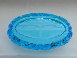 VINTAGE ART DECO ENGLISH SOWERBY BLUE GLASS OVAL BOAT SHAPE BOWL VGC 3