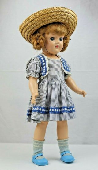 Vintage Ideal P - 91 Hard Plastic Doll In Dress With Sleep Eyes