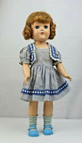 Vintage Ideal P - 91 Hard Plastic Doll In Dress with Sleep Eyes 2