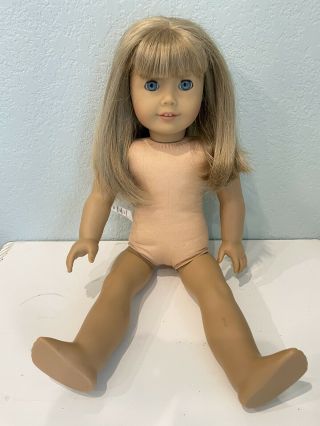 American Girl Doll 18 " Blond Hair Bangs With Blue Eyes 2013 Ears Are Pierced