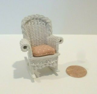 Dollhouse Miniature 1/2 " Scale Wicker Rocking Chair Mc Curley