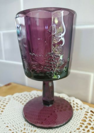 Vintage Westmoreland Paneled Grape Purple Goblet Water Glass Amethyst