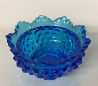 Fenton Colonial Blue Hobnail Fairy Lamp Candle Holder - Base Only