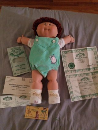 Vintage Xavier Robert Cabbage Patch Kid Doll Boy W/jumper 1985.  Signed W B Certif