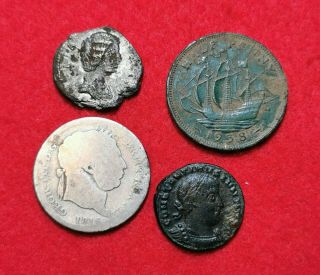 Metal Detecting Finds Inc Silver Roman,  Bull Head,  Bronze Roman,  Halfpenny Cw21