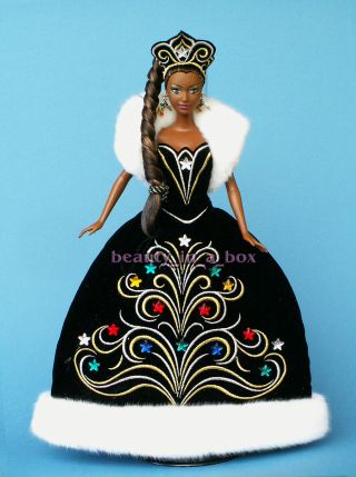 2006 Holiday Barbie Doll African American Aa Black Gown Just Removed From Box