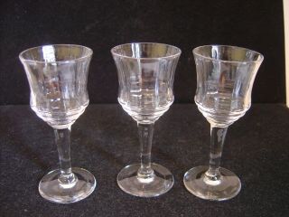 Vintage Set Of Three Stemmed Cordial Glasses With Paneled Sides 3 - ½ " High