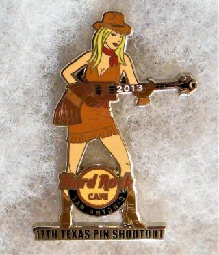 Hard Rock Cafe San Antonio Texas Pin Shootout Sexy Blonde Cowgirl Pin 74680