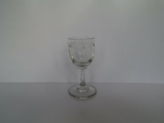 Antique 18th C Georgian Small Engraved Wine Glass