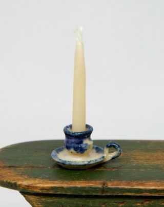 Vintage Jane Graber 1986 Stoneware Candlestick Holder Dollhouse Miniature 1:12