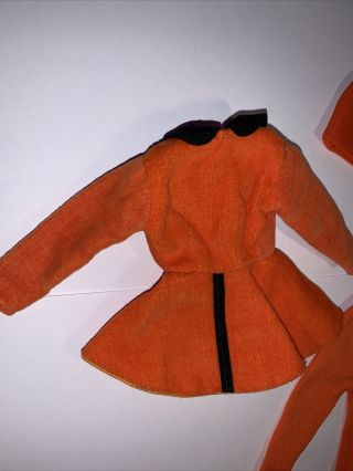 Vintage Maddie Mod Barbie Clone Orange Velvet Skating Dress Tights Hat Boots 2