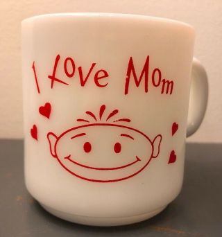 Vintage Milk Glass Coffee Mug I Love Mom