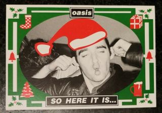 Rare Oasis Mailing List Fan Club Christmas Card.  1994.  Signed (print)