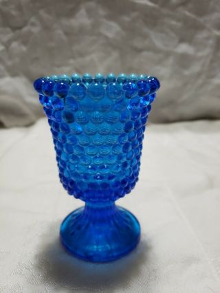 Vintage Cobalt Blue Goblet Glass Wine Glass Hobnail