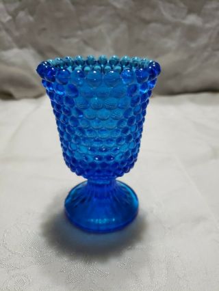 Vintage Cobalt Blue Goblet Glass Wine Glass Hobnail 3