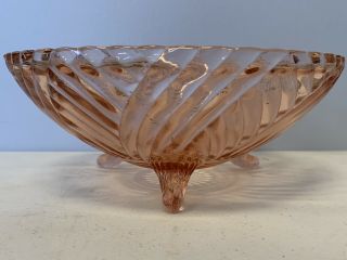 Vintage/antique Pink Depression Glass Footed Serving Bowl Or Candy Dish