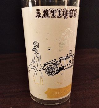 Vintage 1950s/60s MCM Frosted Antique Autos Glass Tumblers - Set Of 5 3