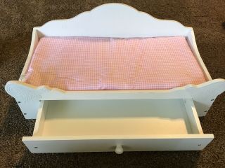 American Girl Doll White Dreamy Day Bed With Trundle Pink Bedding Mattress