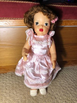 Vintage 1950s Terri Lee 16 " Doll,  Pink Silk Lace Dress With Shoes