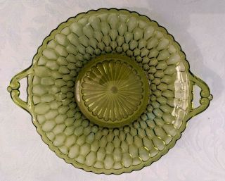 Vintage Green Depression Glass Candy/nut Dish With Handles