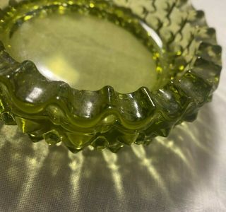Vtg Fenton Art Glass Hobnail Colonial Green Ashtray Candleholder Trinket Coaster